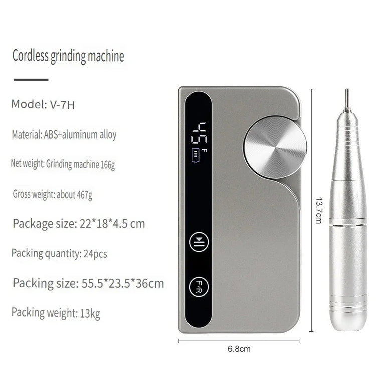 Wireless Portable Rechargeable Electric Nail Polishing Machine New Cordless Nail Surface Polisher Gel Nail Remover Professional Home Salon Manicure Pedicure Care Tool For DIY Nail Art Design