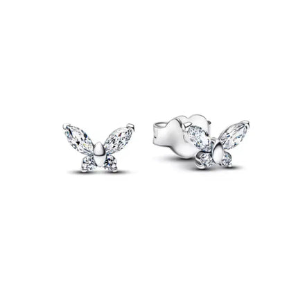 2025 Orecchini a cerchio in cristallo per le donne Orecchini gioielli Farfalla rosa Bule Moon Star Orecchini originali in argento sterling 925 platinumshop