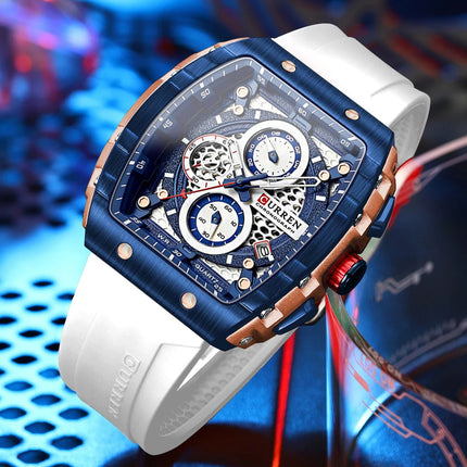 CURREN Orologio da uomo alla moda, marchio unico, design quadrato, lusso, nastro sportivo al quarzo, orologi da uomo impermeabili platinumshop