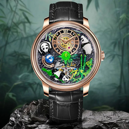 Pindu Luxury and stylish personalized waterproof panda dial fully automatic mechanical men's watch serpentine tourbillon watch