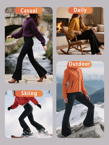 2 Pack High Waisted Fleece Flare Leggings for Women - Super Soft Bootcut Pants with Tummy Control, Perfect for Yoga Practice