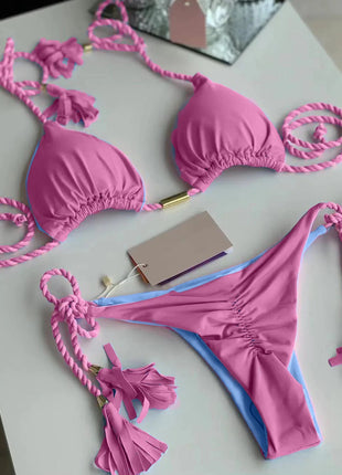 RUOTONSEPT Sexy Braiding rope Bandage Bikini Set Women's Swimsuit Two-piece Triangle Swimwear Bathing Suit Brazilian Biquinis platinumshop