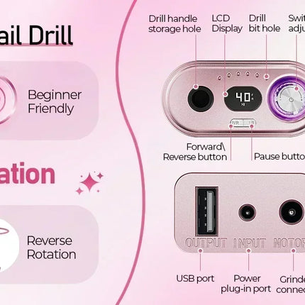 2026 Pro Specialist Electric Nail Refiner 40000RPM LCD Digital Nail Drill Machine Pack For Acrylic Gel Nails Salon Manicure Instrument