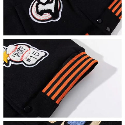 Spring Autumn Cool Stylish Men's Instagram High street Fashion Brand Embroidery Baseball Jacket Men's Women's Vintage Loose Coat