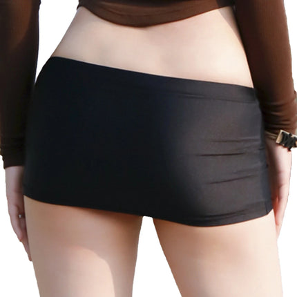 Minigonna da donna a vita bassa Tinta unita Cintura elastica Lingerie Minigonna aderente Gonna ultra trasparente Gonna da spiaggia Abbigliamento da notte