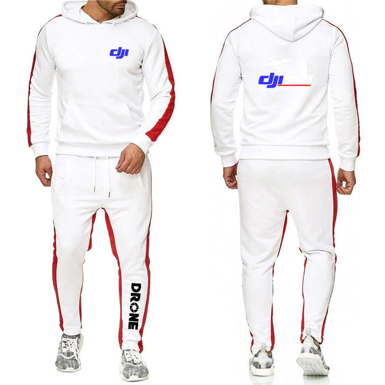 Dji Professional Pilot Drone Men's New Long Sleeve Hip Hop Harajuku Sport Comfortable Hoodies Casual Pant Two Piece Suit PlatiNum