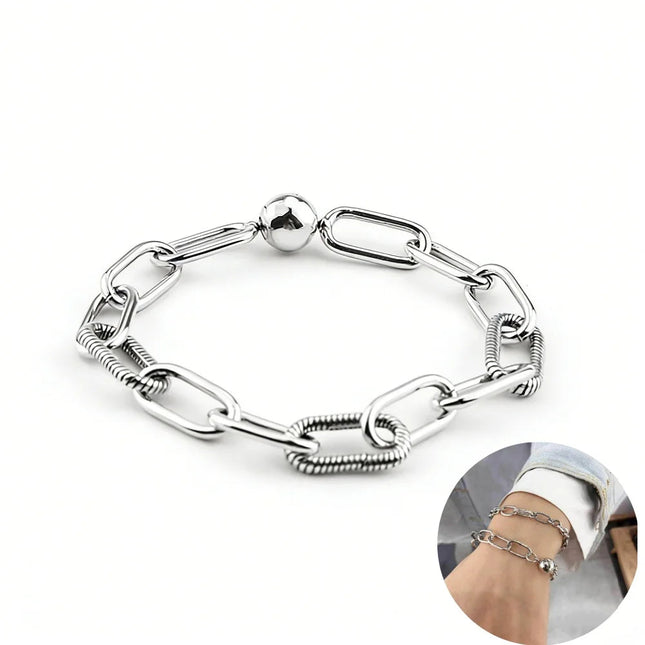 Bracciali Fai-da-Te in Argento Sterling 925 con Catena a Serpente e Cuore per Donne, Creazione di Gioielli Artigianali Eleganti PlatiNum