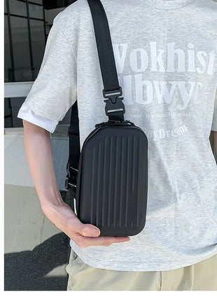 Borsa a tracolla rigida nera, leggera e portatile, per adulti, ideale per il trasporto quotidiano, lo shopping, le brevi camminate all'aperto e l'uso quotidiano.
