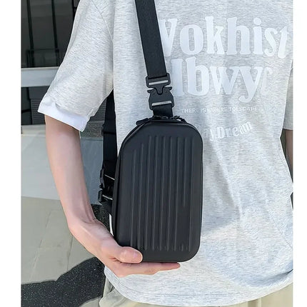 Borsa a tracolla rigida nera, leggera e portatile, per adulti, ideale per il trasporto quotidiano, lo shopping, le brevi camminate all'aperto e l'uso quotidiano.