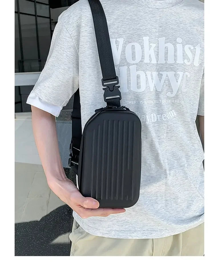 Borsa a tracolla rigida nera, leggera e portatile, per adulti, ideale per il trasporto quotidiano, lo shopping, le brevi camminate all'aperto e l'uso quotidiano.