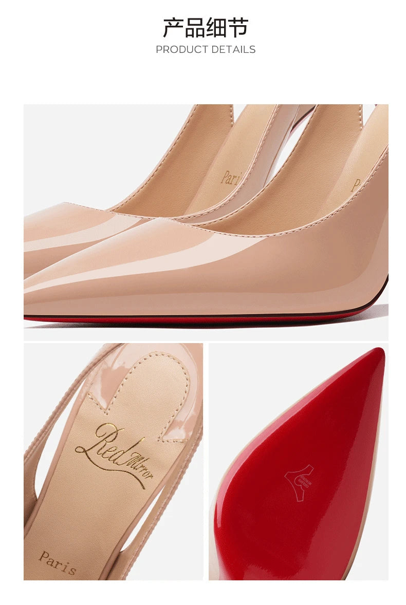 Heeled sandals Red Shiny Bottoms Naked color luxury Hollow 2025 New Elegant High Heels Sexy Slingbacks Ladies Shoes Women shoes
