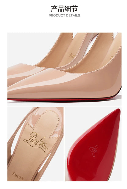 Heeled sandals Red Shiny Bottoms Naked color luxury Hollow 2025 New Elegant High Heels Sexy Slingbacks Ladies Shoes Women shoes