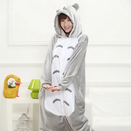 Onesie Totoro Animal Cartoon pour hommes et femmes, pantoufles de pyjama pour filles garçons,  drôle, olympiques d'hive ensemble