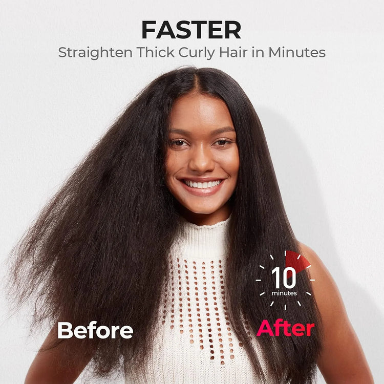 TYMO IONIC PLUS Straightening Brush, Professional Hair Straightener, LCD Display, Fast Heating, Anti-Burn, Fast Styling Hair Too