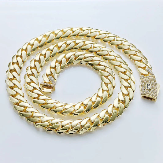 6/8/10/12/15/20mm Monaco Collana a catena cubana Hip Hop Placcatura in oro 14k Bracciale a catena cubana Gioielli Hip Hop