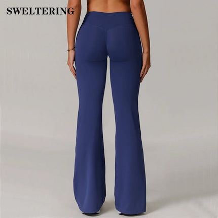High Waist Wide Leg Pants Leggings Women Tights Fitness Bell-bottoms Yoga Elastic Leggings Push Up Gym Workout Flared Pants PlatiNum