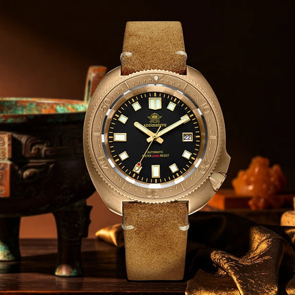 ADDIESDIVE Mens Automatic Mechanical Dive Watch Japan 8215 Movement Bronze Case Sapphire Crystal 200M Waterproof Ceramic Bezel