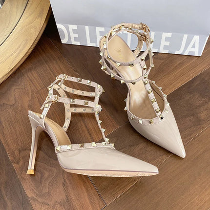 Scarpe da Donna di Design, Lussuose e Sexy con Borchie, Tacchi Alti Estivi, Sandali a Punta Stile Francese, Scarpe da Cerimonia, Zapatos De Mujer platinumshop