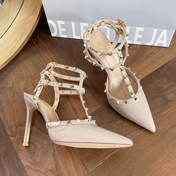 Scarpe da Donna di Design, Lussuose e Sexy con Borchie, Tacchi Alti Estivi, Sandali a Punta Stile Francese, Scarpe da Cerimonia, Zapatos De Mujer platinumshop
