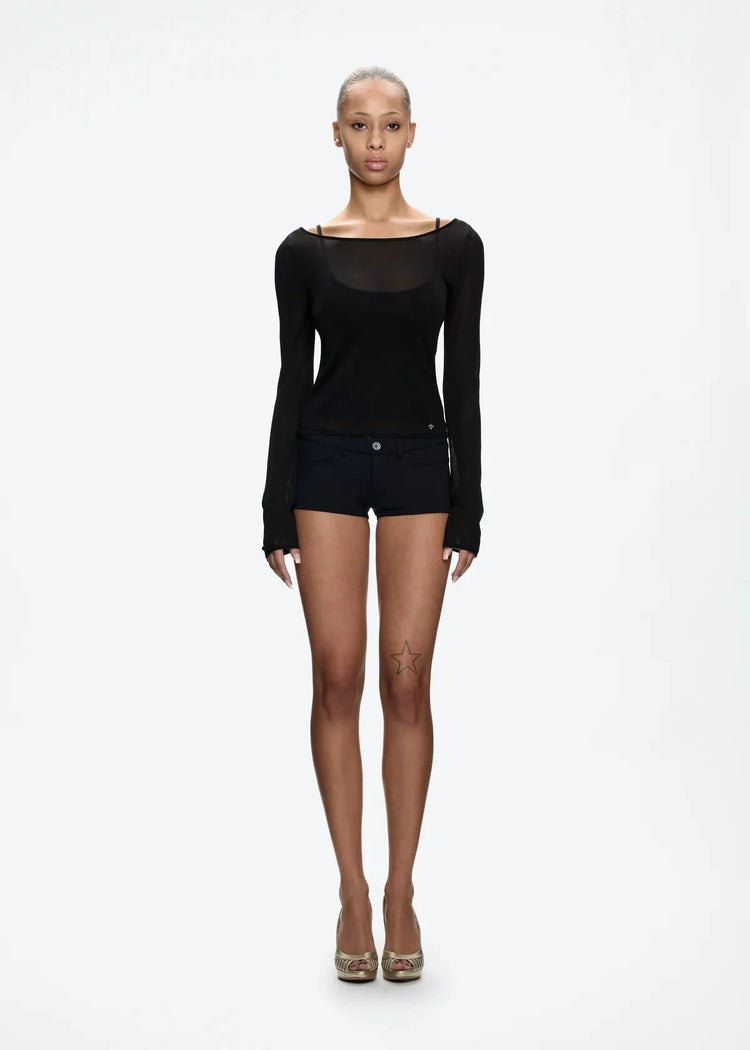 Tank Summer Women's Black Ultra-Short Shorts, Low-Waist Tight-Fitting Hot Pants, Suitable for All Kinds of Basic Styles with Camisoles and Short Sleeves PlatiNum