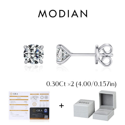 MODIAN 5 Sizes D Color Moissanite Earrings 925 Sterling Silver Sparkling Luxury Stud Earrings For Women Wedding Fine Jewelry PlatiNum