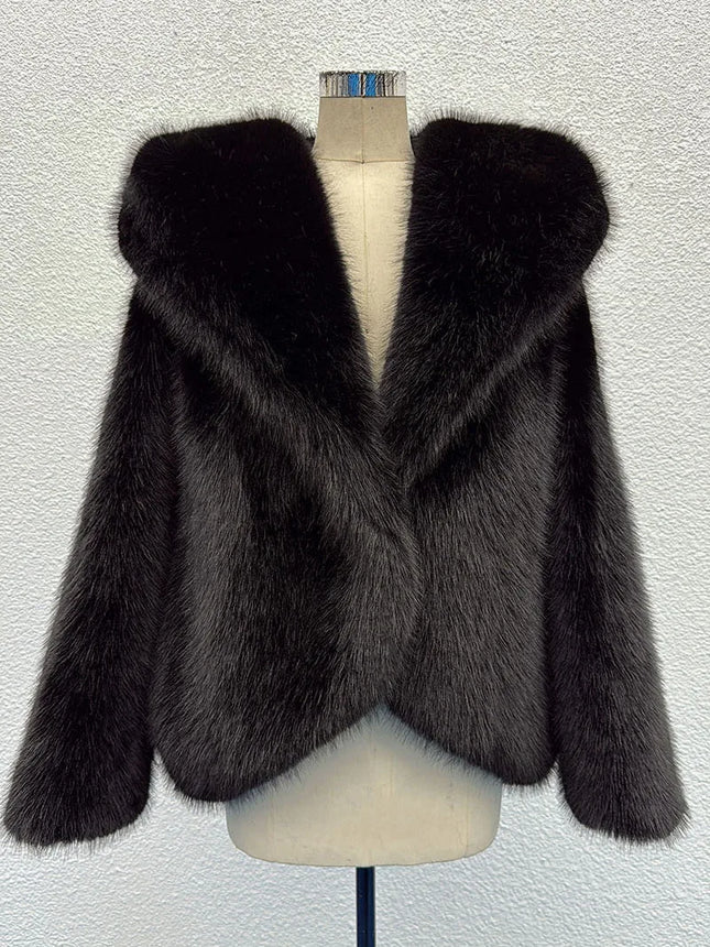 ZADORIN Fashion Oversized Hooded Faux Fox Fur Coat Woman Thick Warm Faux Fur Jackets Black Brown Fur Coat Winter Coats for Women