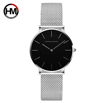 HANNAH MARTIN Movimento al quarzo giapponese in acciaio inossidabile di qualità del marchio Orologio Dropshipping da donna impermeabile da 36 mm in oro rosa completo platinumshop