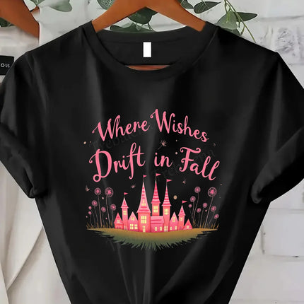 Comoda maglietta con stampa da donna Breathe in the Autumn Air T-shirt floreale da donna, stile stagione autunnale