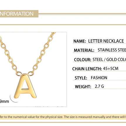 Skyrim Stainless Steel A-Z Initial Letter Necklace for Women Trend Minimalist Alphabet Choker Neck Chain Jewelry Birthday Gift PlatiNum