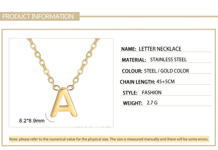 Skyrim Stainless Steel A-Z Initial Letter Necklace for Women Trend Minimalist Alphabet Choker Neck Chain Jewelry Birthday Gift PlatiNum