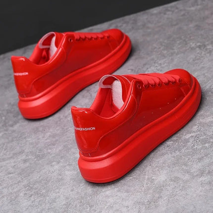Brand Men's Shoes Black Glossy Casual Men Shoes White Fashion Couple Sneakers Man Shoes for Men