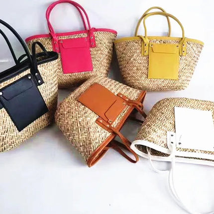 2025 Summer Woven Straw Bag New Vacation Beach Bags Fabric Customizable Letter Large Capacity Crossbody Bag Women Handbags