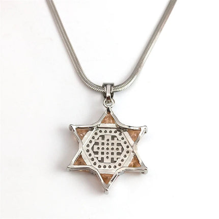 Gerusalemme crociato croce Magen stella di David collana per donna uomo zircone in acciaio inox Hexagram collane gioielli NTPS05 PlatiNum
