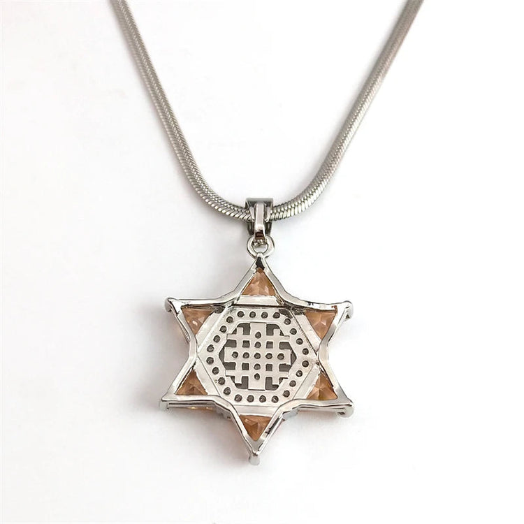 Gerusalemme crociato croce Magen stella di David collana per donna uomo zircone in acciaio inox Hexagram collane gioielli NTPS05 PlatiNum