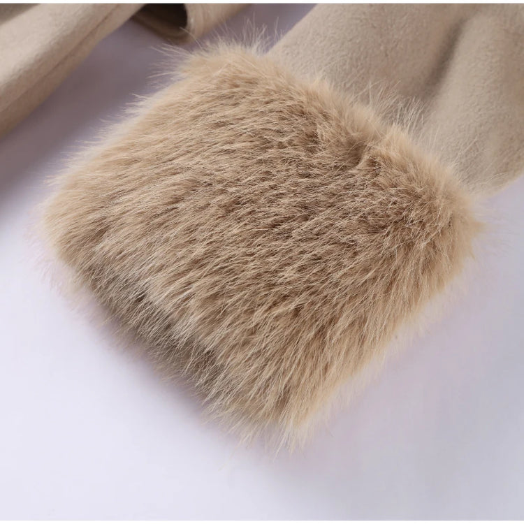 Elegant Women's Lace Up Woolen Coats Solid Full Sleeve Turn-down Collar Loose Lady Coats 2026 Autumn Winter Female Streetwear