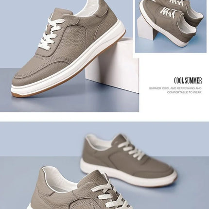 2026 New Men's Leather Shoes Casual Spring Autumn Fashionable Genuine Cowhide Slip-On Breathable Comfortable Anti-Slip Shoes