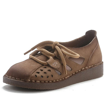 Sandali Slip-on in Pelle da Donna 2026 Nuovo Stile, Sandali con Suola Spessa da Donna, Scarpe Retrò Stile Mamma con Fori, Sandali di Lusso da Donna