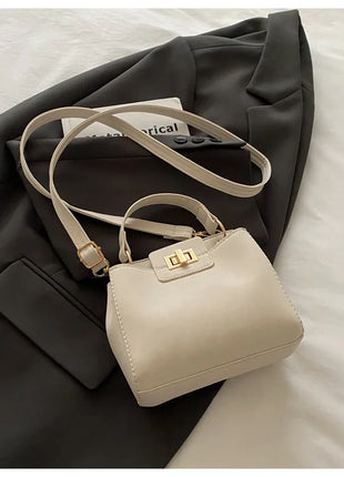 Elegante Mini Borsa a Tracolla con Manico Superiore, Chiusura Dorata, Versatile Borsa in Finta Pelle Scamosciata e Pelle per Uso Quotidiano Femminile
