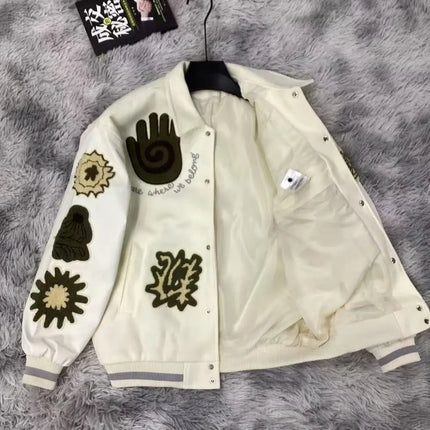 American Style Baseball Jacket Men's Loose Fit Casual Fashion Embroidery Unisex Coat Street High Street Hip Hop Trendy