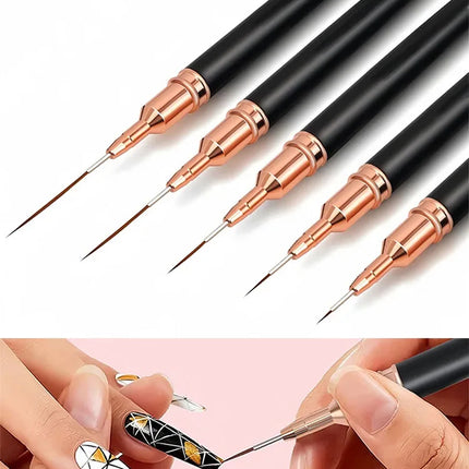 Nail Brush Pen 5pcs/set Nail Art Liner Brushes Set Elongated Striping Drawing Professional