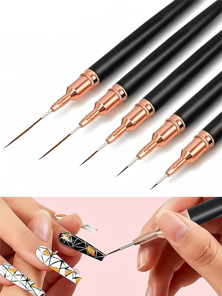 Nail Brush Pen 5pcs/set Nail Art Liner Brushes Set Elongated Striping Drawing Professional