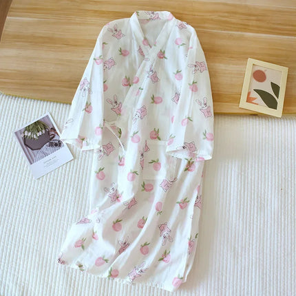 Pigiama kimono in stile giapponese estate nuovo pigiama di garza di cotone 100% camicia da notte da donna SPA yukata homewear pigiama lungo da donna