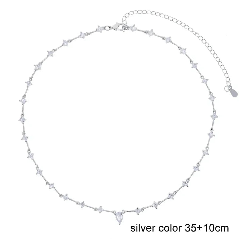 Nuovo speciale color oro Goccia d'acqua Bling Ovale CZ Collana girocollo Lariat Lunga barra a goccia a forma di Y Lunga nappa Gioielli da donna 2025