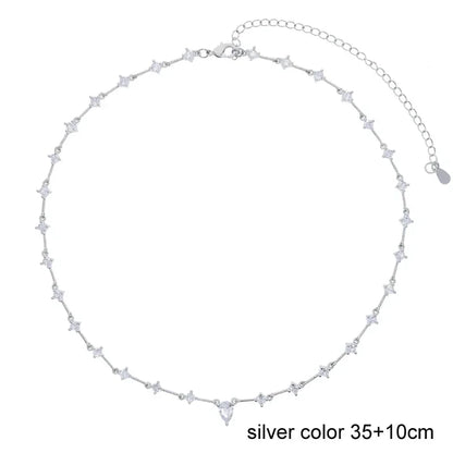 Nuovo speciale color oro Goccia d'acqua Bling Ovale CZ Collana girocollo Lariat Lunga barra a goccia a forma di Y Lunga nappa Gioielli da donna 2025