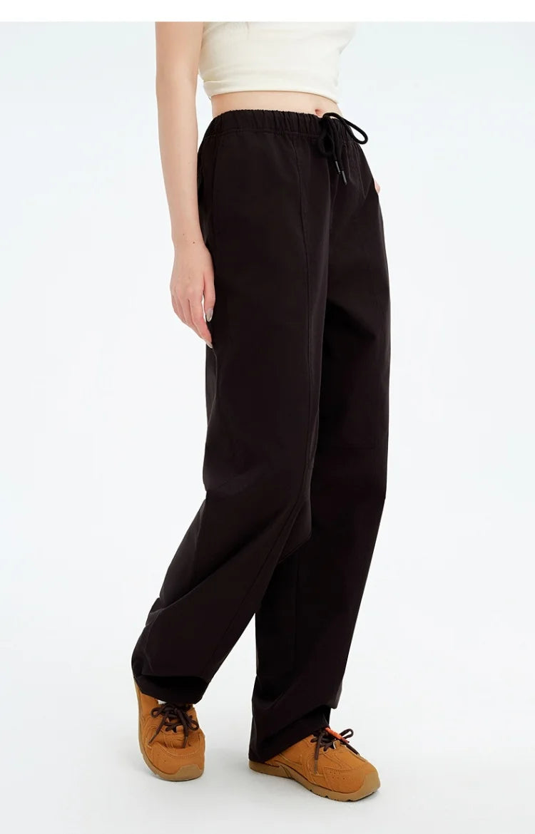 Metersbonwe Women's Cargo Jogger Pants Loose Fit Drawstring Elastic Waist Streetwear Casual Trousers Trendy Tapered Sweatpants