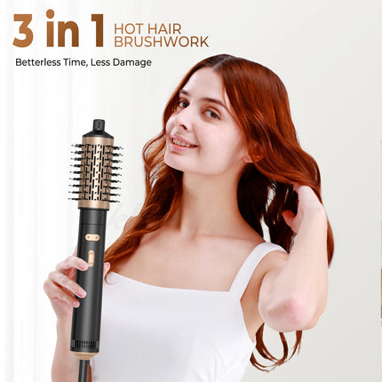 3 in Hair Dryer Brush Rotating Blow Dryer Brush Hot Air Styler Electric Hairdryer Hot Air Spin Brush Set Curling Iron Comb