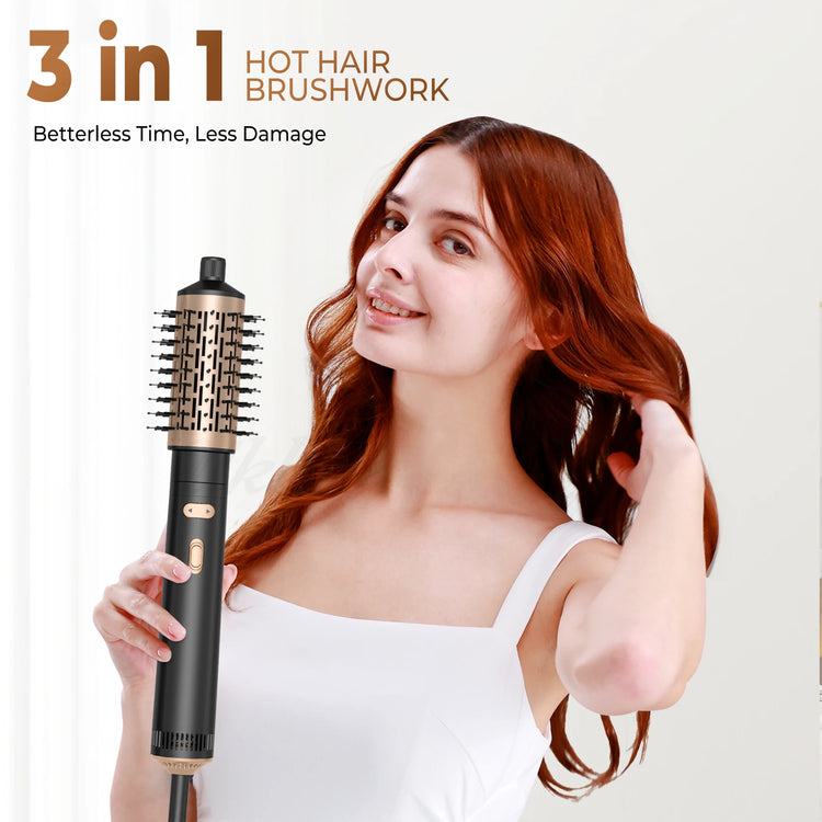 3 in Hair Dryer Brush Rotating Blow Dryer Brush Hot Air Styler Electric Hairdryer Hot Air Spin Brush Set Curling Iron Comb