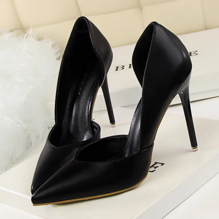 Donne di estate 10.5 centimetri Tacchi Alti Pompe di Pelle Femminile Escarpins Elegante Dolce Giallo Rosa Stiletto Della Signora Tacchi Da Sposa Scarpe Cave