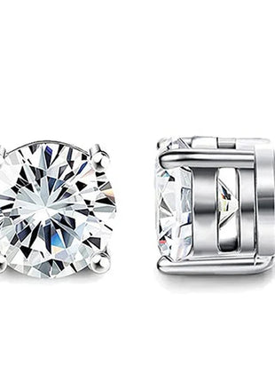 1 Pairs Crystal Strong Magnetic Ear Stud Clip Earrings for Men Women Punk Round Zircon Magnet Earrings Non Piercing Jewelry PlatiNum