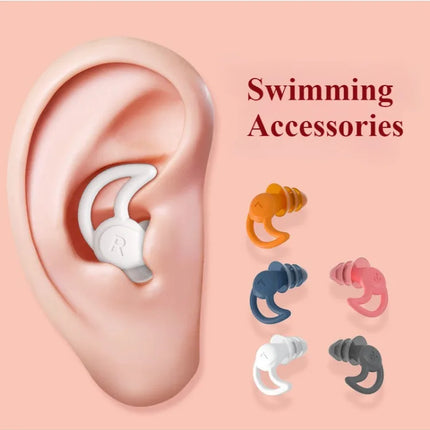 Tappi per Orecchie da Nuoto in Silicone, Protezioni Auricolari Impermeabili a 3 Strati, Tappi Morbidi Antirumore per Adulti